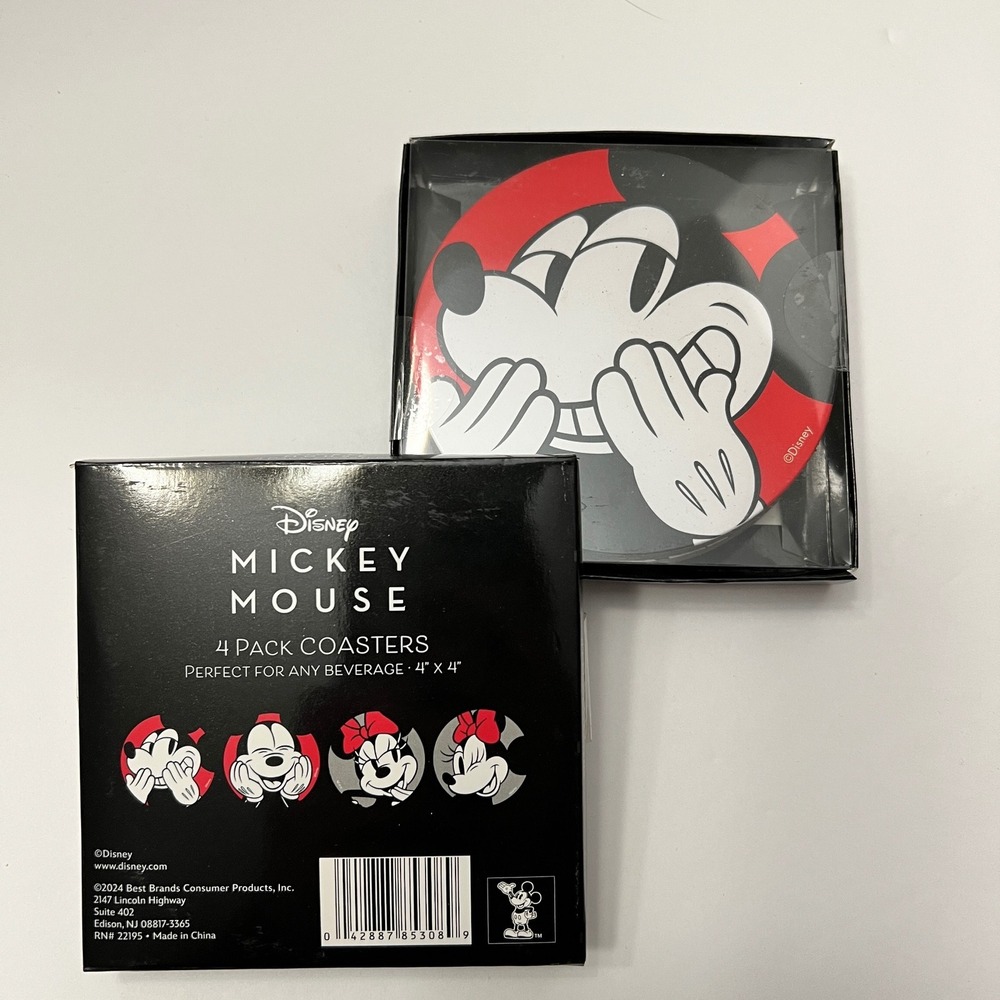 New in box Disney Mickey Mouse/Minnie Mouse 4 Pack Coaster Set
